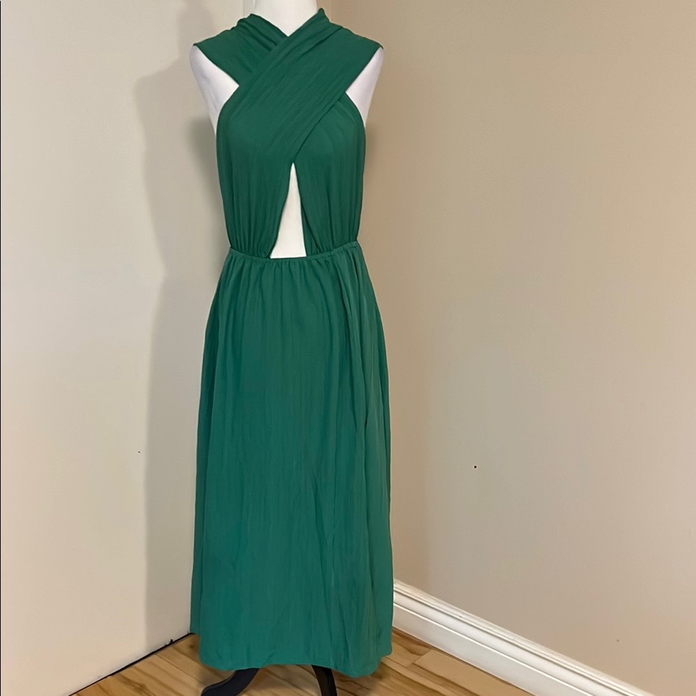 SHEIN | Women’s Size XS Elegant Green Maxi Dress with Multiple Ways To Tie Top - Picture 1 of 7